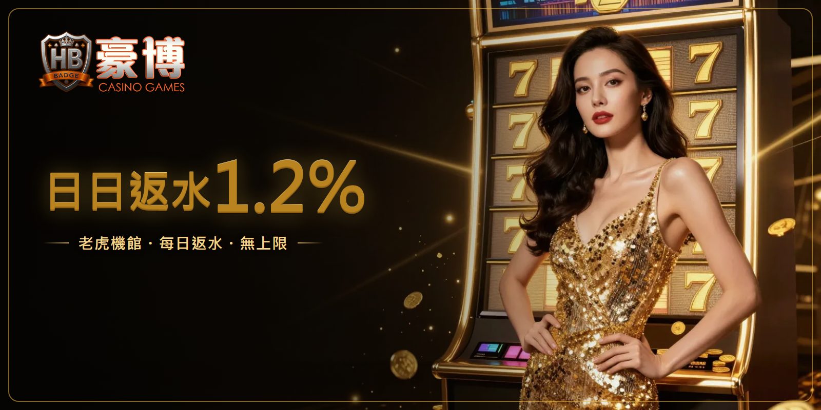 老虎機超高返水,日日返1.2%